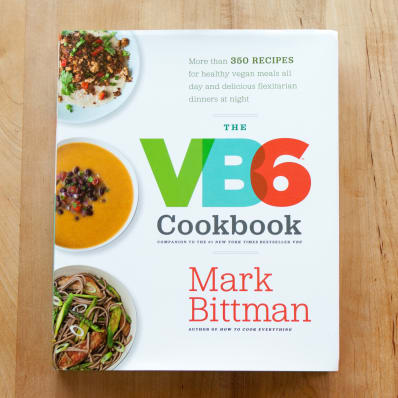 The VB6 Cookbook by Mark Bittman is a collection of 350 recipes that supports eating vegan diet before 6:00 p.m.